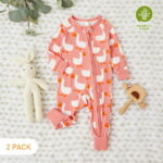 PatPat Bamboo Baby Pajamas Baby Girl Gifts Snug Fit Zipper Long-Sleeved Baby Bodysuits Sleepwear,2Pack,0-24 Months