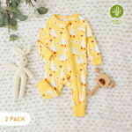 PatPat Bamboo Baby Pajamas Baby Girl Gifts Snug Fit Zipper Long-Sleeved Baby Bodysuits Sleepwear,2Pack,0-24 Months