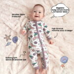 PatPat Bamboo Baby Pajamas Baby Girl Gifts Snug Fit Zipper Long-Sleeved Baby Bodysuits Sleepwear,2Pack,0-24 Months