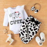 PatPat Newborn Baby Girl Clothes Long Sleeve Romper Bodysuit and Pants Outfit Set, 6-9 Months