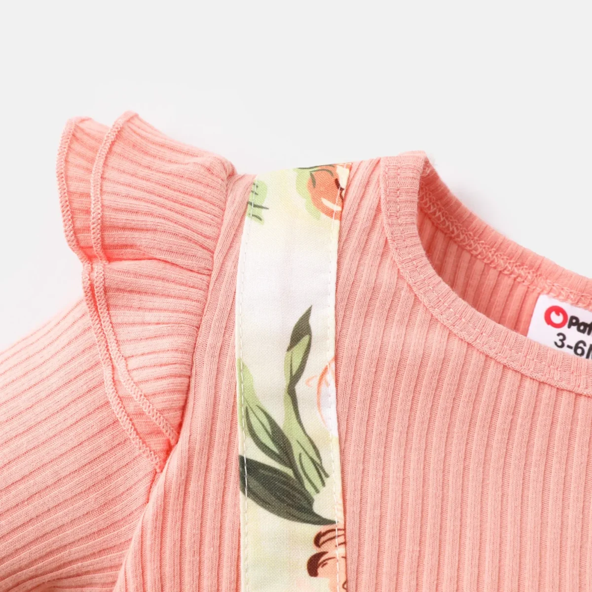 PatPat Ribbed Floral Baby Romper Dress Long Sleeve,Long Sleeve Bodysuits Infant Jumpsuit Clothes,0-18month