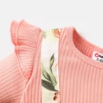PatPat Ribbed Floral Baby Romper Dress Long Sleeve,Long Sleeve Bodysuits Infant Jumpsuit Clothes,0-18month
