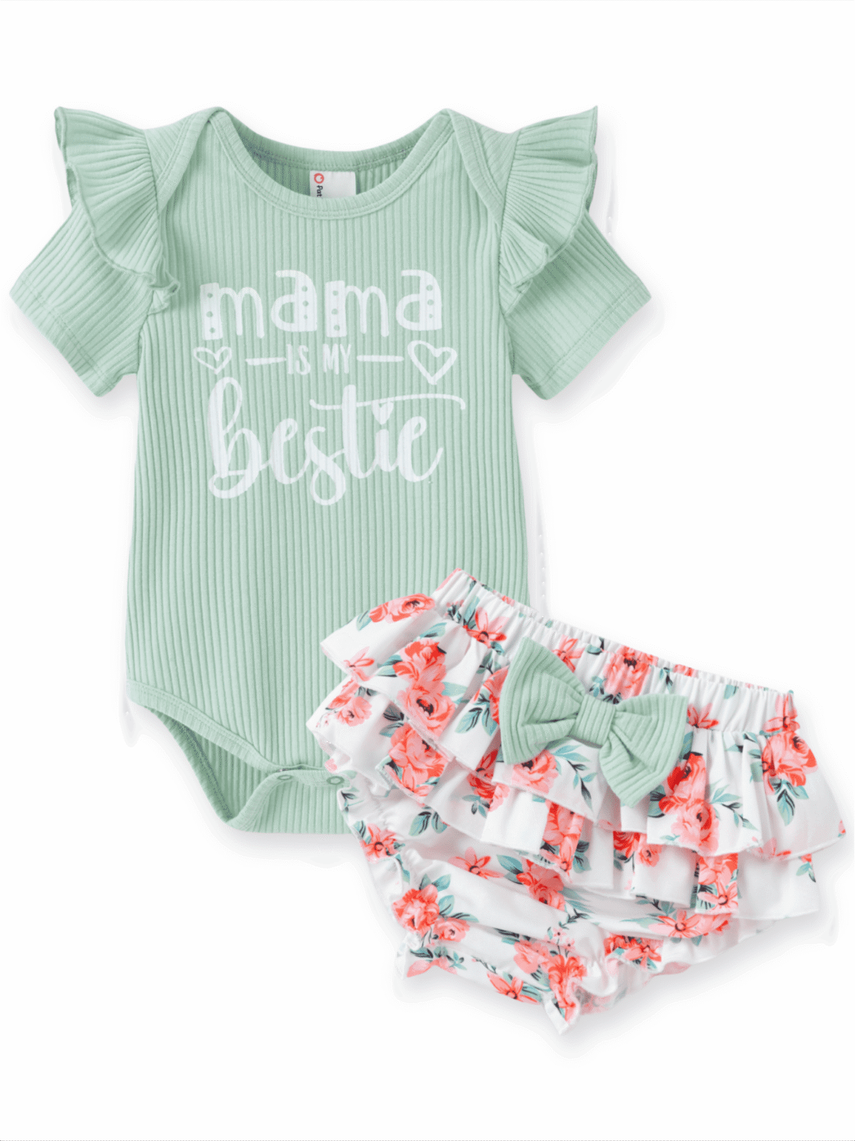 PatPat Ribbed Floral Baby Romper Dress Long Sleeve,Long Sleeve Bodysuits Infant Jumpsuit Clothes,0-18month