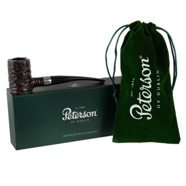 Peterson Donegal Rocky - Handmade Irish Pipe, Hand Crafted Wood Pipe, Polished Rustic Briar With Textured Finish, Collectible Briar Pipe Made in Ireland, Rusticated (701)