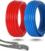 PEX-B Pipe,3/4 Inch 2 Rolls Blue & Red Each 100 Feet (200 ft) Length PEX Tubing Pipes with Pipe Cutter,for Potable Hot/Cold Water Plumbing Application