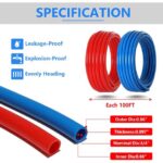 PEX-B Pipe,3/4 Inch 2 Rolls Blue & Red Each 100 Feet (200 ft) Length PEX Tubing Pipes with Pipe Cutter,for Potable Hot/Cold Water Plumbing Application