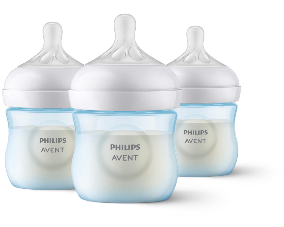 Philips Avent Natural Baby Bottle with Natural Response Nipple, Blue, 4oz, 3pk, SCY900/23
