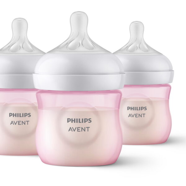 Philips Avent Natural Baby Bottle with Natural Response Nipple, Pink, 4oz,3pk, SCY900/13