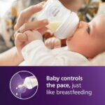 Philips Avent Natural Baby Bottle with Natural Response Nipple (Slow Flow, Flow 2), 4oz, 3-Pack, SCY900/93