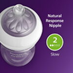 Philips Avent Natural Baby Bottle with Natural Response Nipple (Slow Flow, Flow 2), 4oz, 3-Pack, SCY900/93