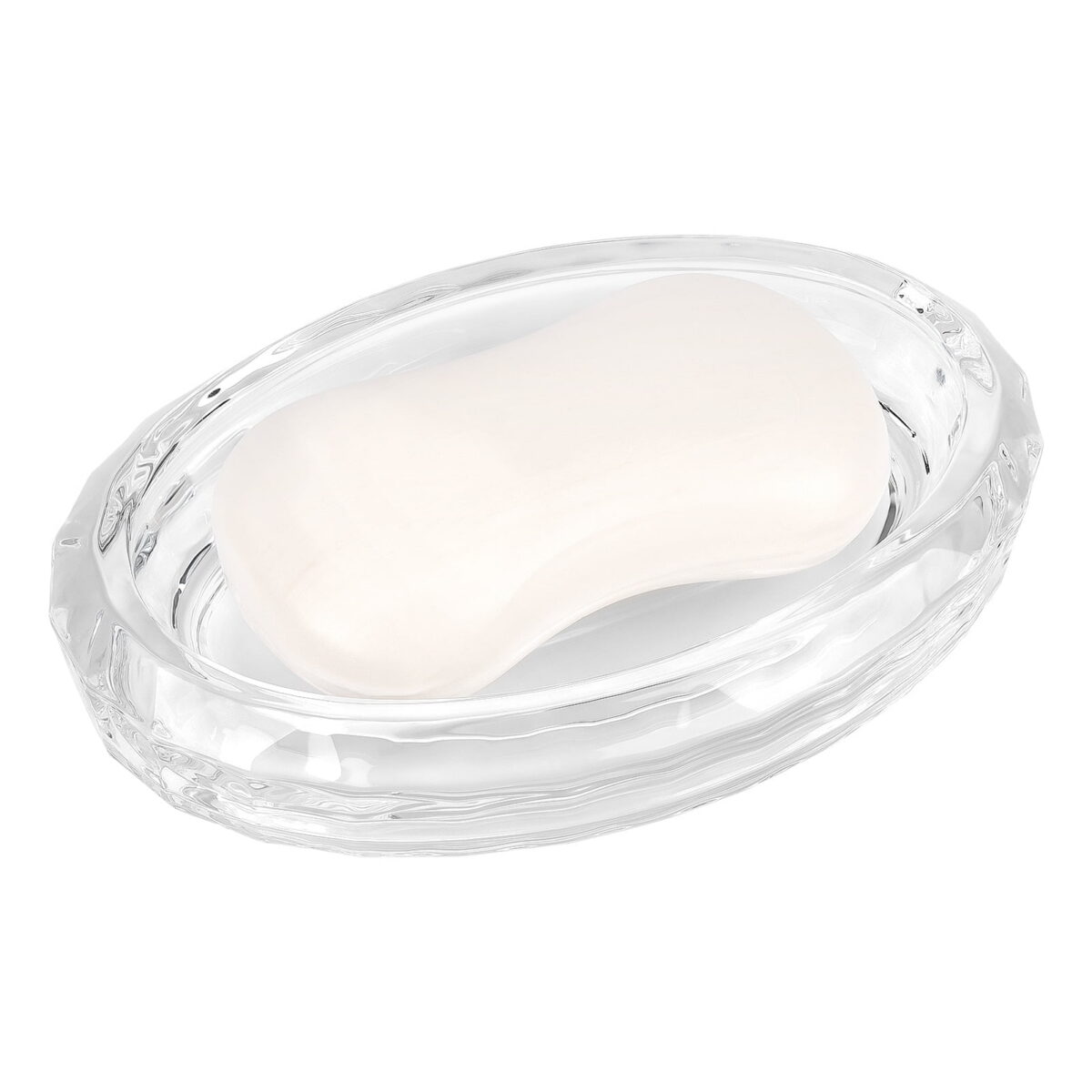 PREFFE Glass Soap Dish, Glass Soap Sponge Dish Holder Case Soap Tray for Kitchen & Bath, Clear Shower Soap Holder Accessories for Bathroom (Ellipse)
