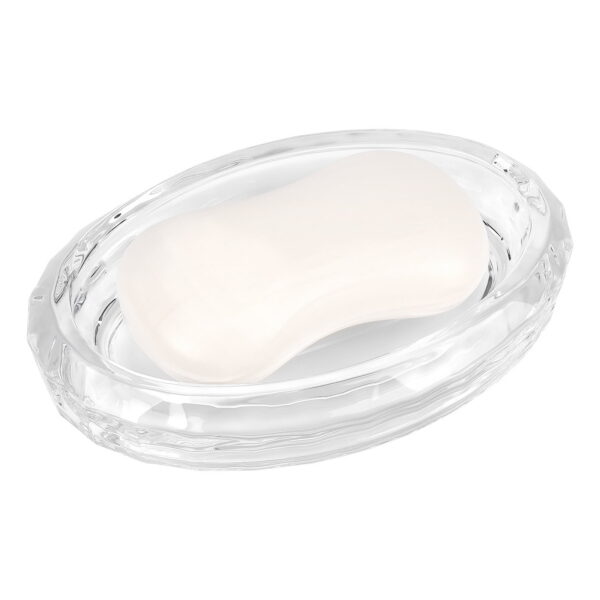 PREFFE Glass Soap Dish, Glass Soap Sponge Dish Holder Case Soap Tray for Kitchen & Bath, Clear Shower Soap Holder Accessories for Bathroom (Ellipse)