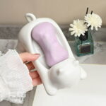 Pretty Cute Cat Soap Dish Soap Box, Self Draining Soap Tray Container with Drainage, Cat Ceramic Soap Dishes,Soap Holder with Drainfor Bathroom Shower Kitchen Decor