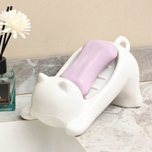 Pretty Cute Cat Soap Dish Soap Box, Self Draining Soap Tray Container with Drainage, Cat Ceramic Soap Dishes,Soap Holder with Drainfor Bathroom Shower Kitchen Decor