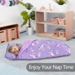Primlect Nap Mat, 55" x 22" x 2", 2-Pack Thickened Sleeping Bag for Daycare, Dinosaur, Purple Unicorn