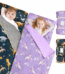 Primlect Nap Mat, 55" x 22" x 2", 2-Pack Thickened Sleeping Bag for Daycare, Dinosaur, Purple Unicorn