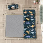 Primlect Nap Mat, 55" x 22" x 2", 2-Pack Thickened Sleeping Bag for Daycare, Dinosaur, Purple Unicorn