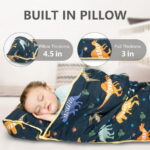 Primlect Nap Mat, 55" x 22" x 2", 2-Pack Thickened Sleeping Bag for Daycare, Dinosaur, Purple Unicorn