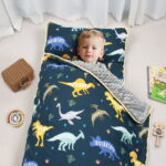 Primlect Nap Mat, 55" x 22" x 2", 2-Pack Thickened Sleeping Bag for Daycare, Dinosaur, Purple Unicorn