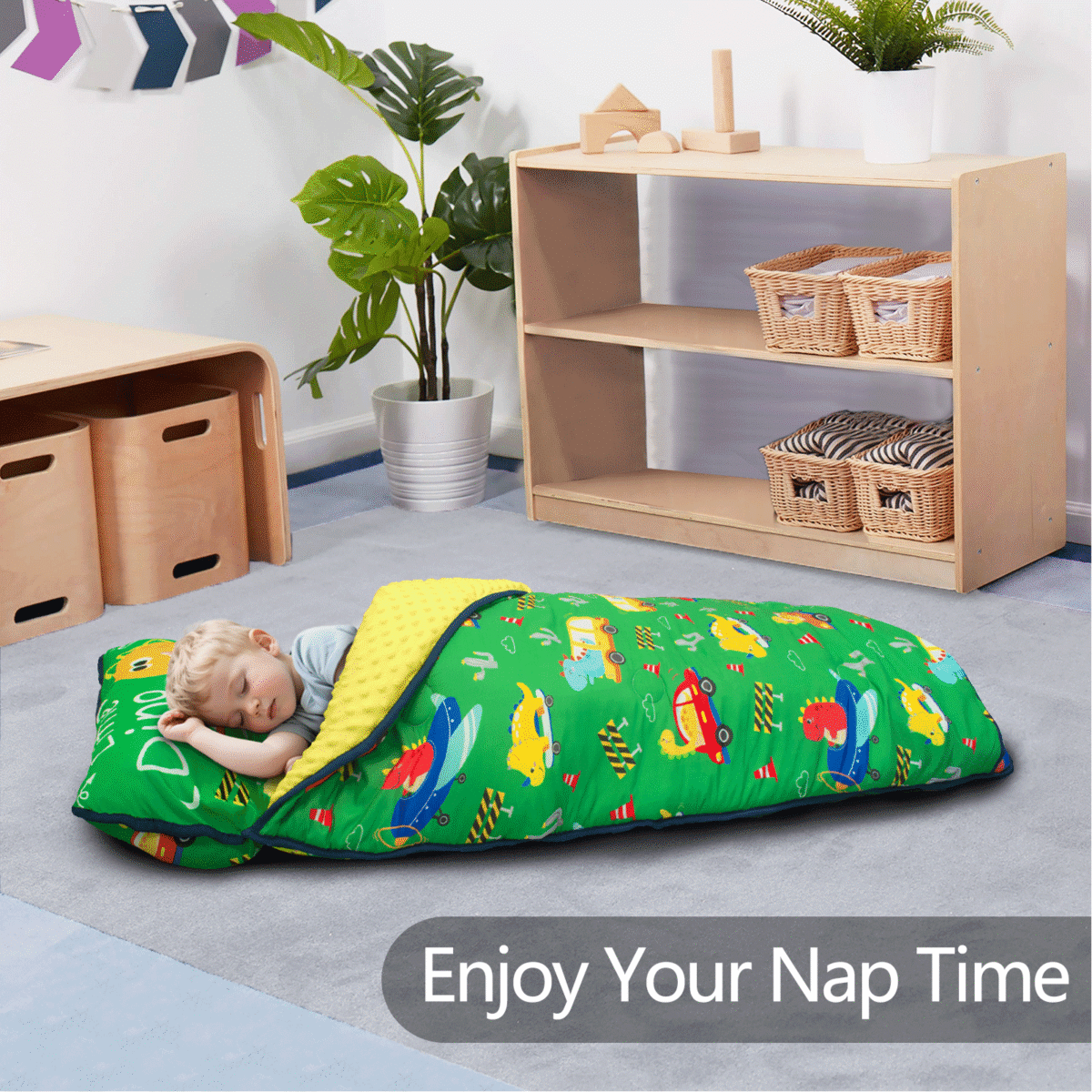 Primlect Nap Mat, 55" x 22" x 2", Thickened Sleeping Bags with Removable Pillow, for Daycare