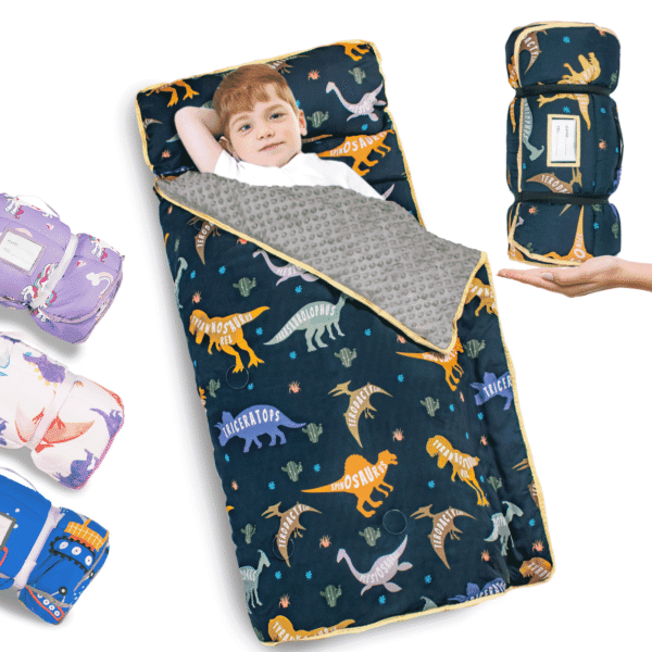 Primlect Nap Mat for Toddlers Aged 1–3, 45" x 22" , Cozy Sleeping Bags with Removable Pillow, for Daycare