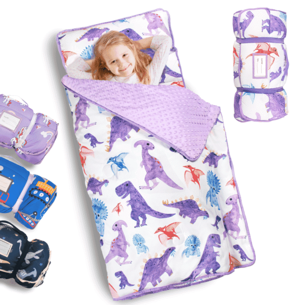 Primlect Nap Mat for Toddlers Aged 1–3, 45" x 22" , Cozy Sleeping Bags with Removable Pillow, for Daycare