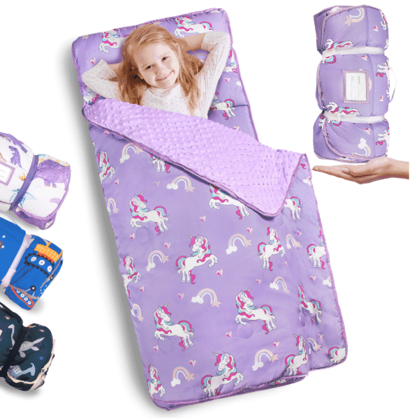 Primlect Nap Mat for Toddlers Aged 1–3, 45" x 22" , Cozy Sleeping Bags with Removable Pillow, for Daycare
