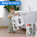 Primlect Potty Training Toilet Seat, 2 in 1 with Ladder, Adjustable Height ,for Ages 1-7, Gray