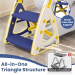 Primlect Potty Training Toilet Seat, 2 in 1 with Ladder, Adjustable Height ,for Ages 1-7, Blue