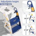 Primlect Potty Training Toilet Seat, 2 in 1 with Ladder, Adjustable Height ,for Ages 1-7, Blue