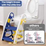 Primlect Potty Training Toilet Seat, 2 in 1 with Ladder, Adjustable Height ,for Ages 1-7, Blue