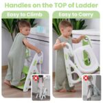 Primlect Potty Training Toilet Seat, 2 in 1 with Ladder, Adjustable Height ,for Ages 1-7, Light Green