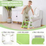 Primlect Potty Training Toilet Seat, 2 in 1 with Ladder, Adjustable Height ,for Ages 1-7, Light Green