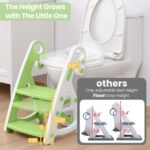 Primlect Potty Training Toilet Seat, 2 in 1 with Ladder, Adjustable Height ,for Ages 1-7, Light Green