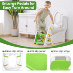 Primlect Potty Training Toilet Seat, 2 in 1 with Ladder, Adjustable Height ,for Ages 1-7, Green