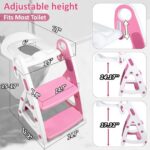 Primlect Potty Training Toilet Seat, 2 in 1 with Ladder, Adjustable Height ,for Ages 1-7, Pink
