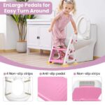 Primlect Potty Training Toilet Seat, 2 in 1 with Ladder, Adjustable Height ,for Ages 1-7, Pink