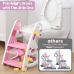 Primlect Potty Training Toilet Seat, 2 in 1 with Ladder, Adjustable Height ,for Ages 1-7, Pink