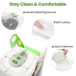 Primlect Potty Training Toilet Seat, 2 in 1 with Ladder, Adjustable Height ,for Ages 1-7, Green