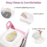 Primlect Potty Training Toilet Seat, 2 in 1 with Ladder, Adjustable Height ,for Ages 1-7, Pink