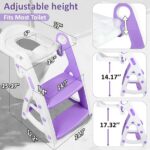 Primlect Potty Training Toilet Seat, 2 in 1 with Ladder, Adjustable Height ,for Ages 1-7, Purple