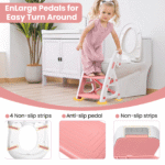 Primlect Potty Training Toilet Seat, 2 in 1 with Ladder, Adjustable Height ,for Ages 1-7, Light Pink
