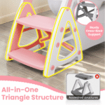 Primlect Potty Training Toilet Seat, 2 in 1 with Ladder, Adjustable Height ,for Ages 1-7, Light Pink