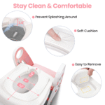 Primlect Potty Training Toilet Seat, 2 in 1 with Ladder, Adjustable Height ,for Ages 1-7, Light Pink