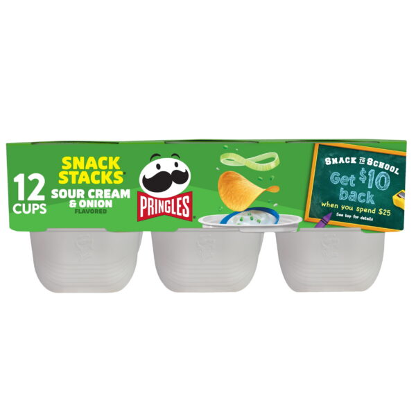 Pringles Sour Cream and Onion Potato Crisps Chips, Lunch Snacks, 12 Count