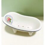 QIAOIDEA Vintage White Clawfoot Bathtub Soap Dish for Bathroom Shower Kitchen,ROSE