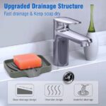 Qnjujn Silicone Bathroom Soap Dishes with Drain Spout-Bathroom and Kitchen Sink Organizer, Sponge Holder, Dish Soap Tray, Perfect for Dispenser, Scrubber, Bottle, Cup on Sink or...