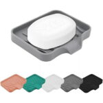 Qnjujn Silicone Bathroom Soap Dishes with Drain Spout-Bathroom and Kitchen Sink Organizer, Sponge Holder, Dish Soap Tray, Perfect for Dispenser, Scrubber, Bottle, Cup on Sink or...