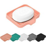 Qnjujn Silicone Bathroom Soap Dishes with Drain Spout-Bathroom and Kitchen Sink Organizer, Sponge Holder, Dish Soap Tray, Perfect for Dispenser, Scrubber, Bottle, Cup on Sink or...