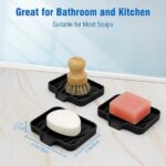 Qnjujn Silicone Bathroom Soap Dishes with Drain Spout-Bathroom and Kitchen Sink Organizer, Sponge Holder, Dish Soap Tray, for Dispenser, Scrubber, Bottle, Cup on Sink or Counter...